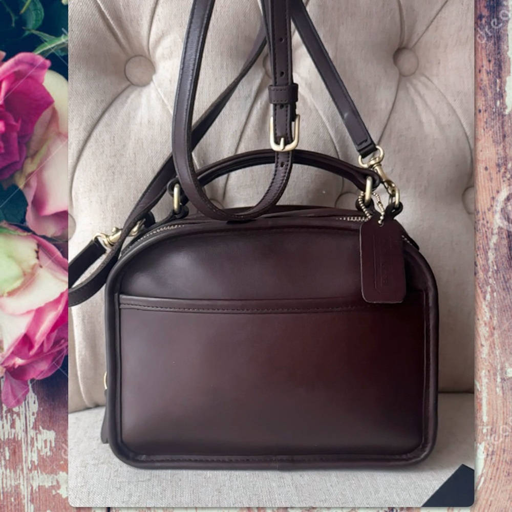 VINTAGE COACH MAHOGANY LEATHER LUNCHBOX ZIP CROSSBODY TOP HANDLE BAG 9991 - Picture 14 of 16